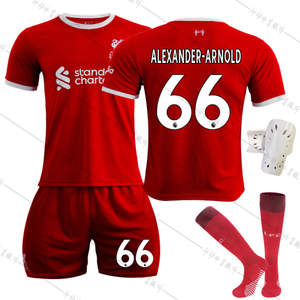 2023-24 ny säsong Liverpool hemma röd nr 11 Salah 9 Firmino 27 Nunez fotbollströja No. 66 with socks + protective gear #20