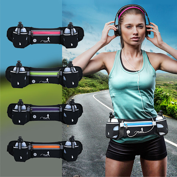 Juoksuvö Sports Hydration Belt älypuhelimille, (sisältää kaksi vesipulloa) maratoneille, avaimille, korteille