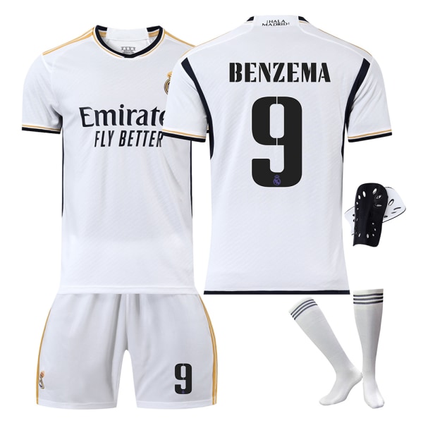 Real Madrid fodboldtrøje 2023-24 20 Vinicius 10 Modric 9 Benzema nr. 7 Hazard trøjeversion Home No. 10 + socks and gear XS