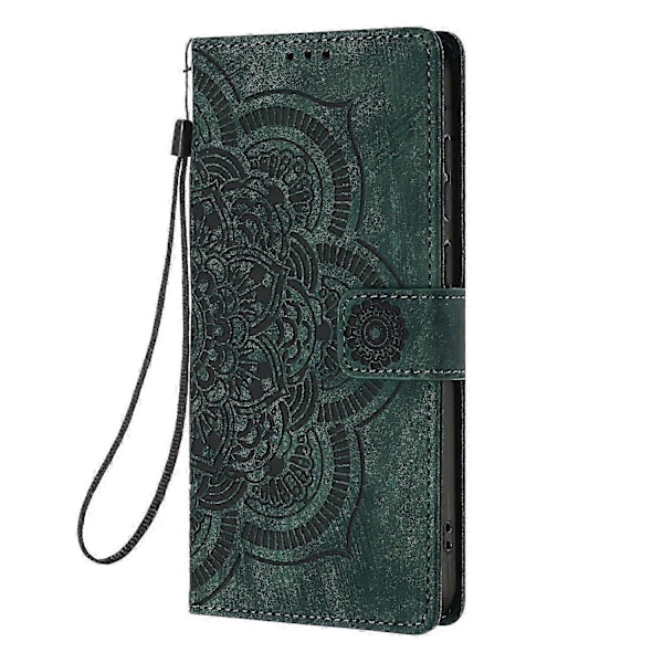 Frosted Læder Etui til Mandala Emed Retro Telef(FQ) Green For Samsung Galaxy S25 Edge 5G