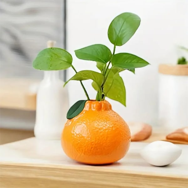 Kreativ oransje keramisk vase vann grønn hydroponisk vase skrivebord kontor dekorative ornamenter