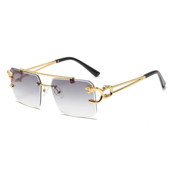 2024 Halvat muodikkaat vintage-leopardipää kaksoissilta tyylikkäät kehyksettömät aurinkolasit UV400-suojalla naisille Gradient Gray N5 Rimless Shades