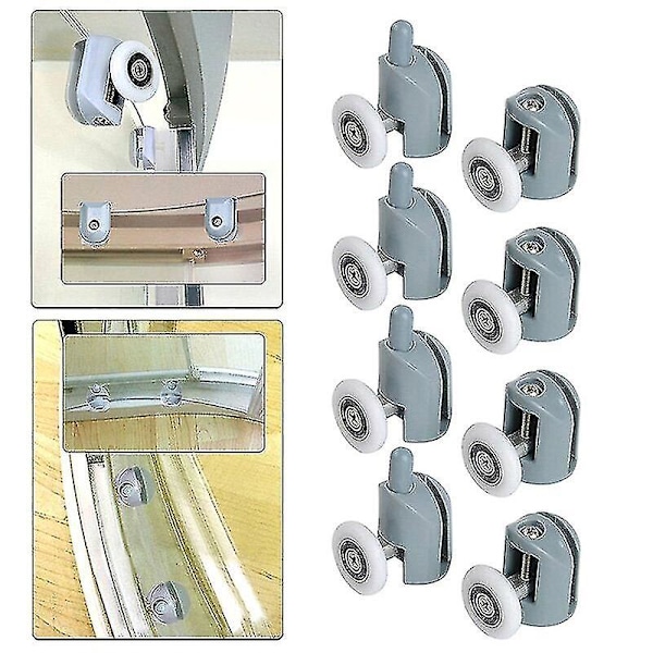 8 stk. Brusedørsruller 25mm Rulleguide til Brusekabine Glas