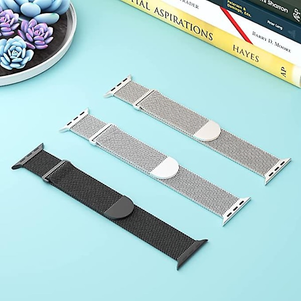 3-pak mesh metalrem til Apple Watch 38mm 40mm 41mm 42mm 44mm 45mm 49mm rustfrit stål magnetisk spænde AA005 AA005 38mm 40mm 41mm