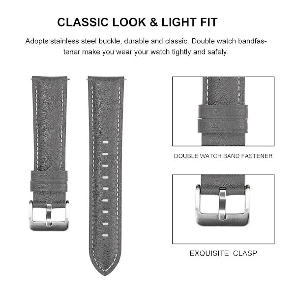 20mm 22mm klocka för Samsung Galaxy Watch Active 2 40mm 44mm ersättningsarmband Elegant armband 4 Grå 4 Grey 22mm