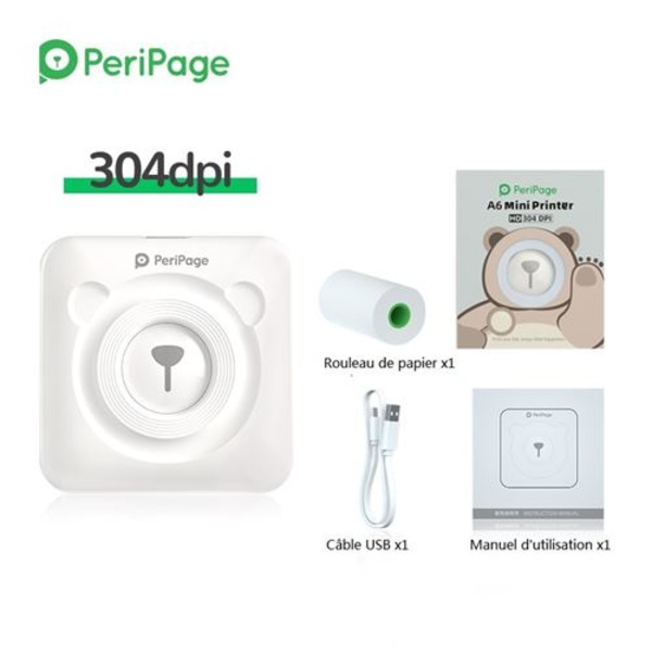 Kannettava lämpötulostin Bluetooth PeriPage A6 musteeton 304dpi