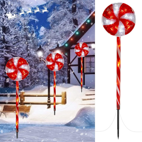 6-pak Lollipop Julgranslys Utendørs - 29 tommer 120 LED-opplyste karamellpinnedekorasjoner med 8 lysmoduser Vanntett lysstreng
