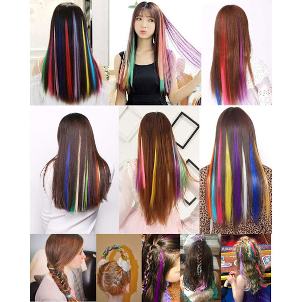 Regnbågshår Extensions, Färgat Hår, Clip-In/On Extensions