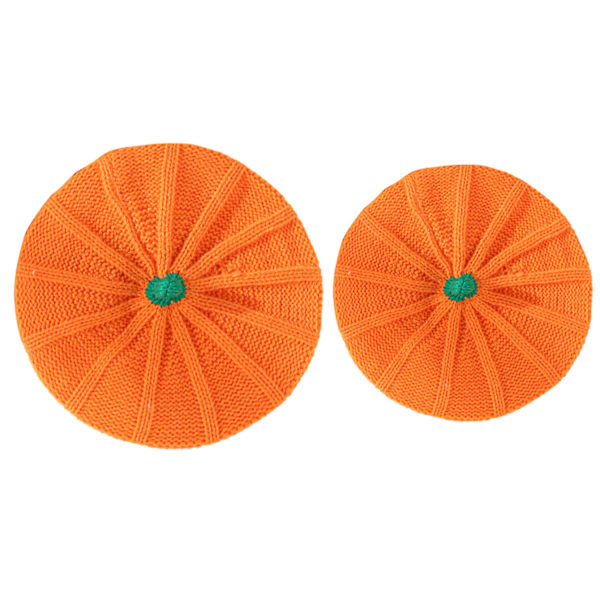 Familie-matchende gresskar-beret, mamma og meg Halloween-lue, strikket lue Child
