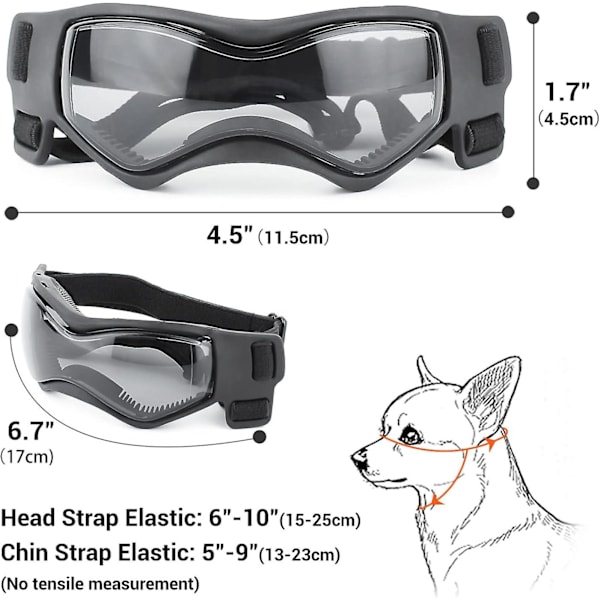 Hundglasögon för små raser, hundsolglasögon för små raser UV-skyddsglasögon för små hundar utomhusridning körning, svart