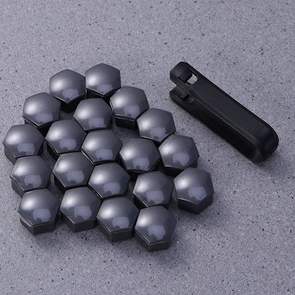 20 kpl pyöränmuttereita 17 mm, pyöränpulttien mutterit, kuusikulmaiset renkaanmutterit (harmaa) Harmaa Grey 17mm