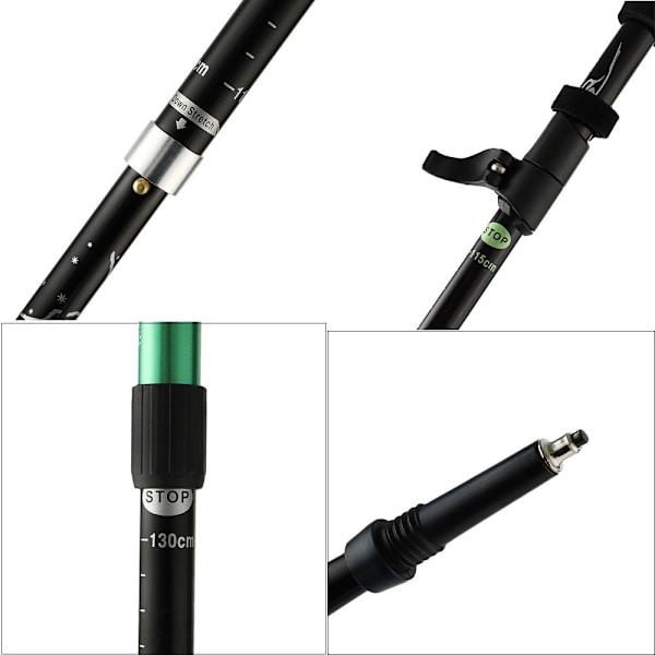Taitettavat kävelykepit, kävelykepit retkeilyyn Black External lock 135cm