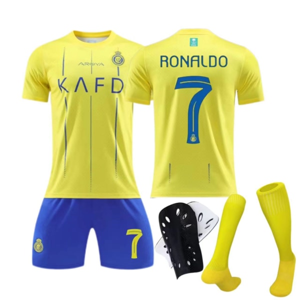 Riyadh hemmatröja nr 7 Ronaldo nr 10 Mane barn vuxen kostym fotbollströja Size 7 socks + protective gear 22
