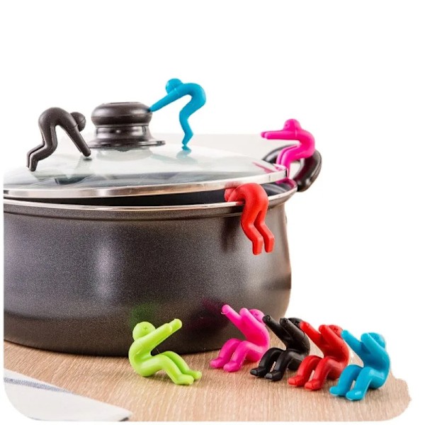Silikonstöd Pan Pot Pot Lock Lock Anti-Overflow Pot Clip Kitc Blue