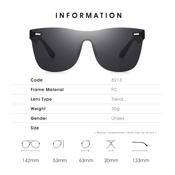 SKYWAY Luksus Brand Design Stelfri Enkelt Stykke Linse Solbriller Fashion Enkelt Linse Solbriller C4 As Picture