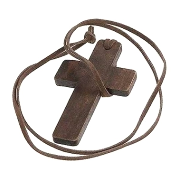 Naturligt trä korshängande halsband Handgjorda träkors Crucif
