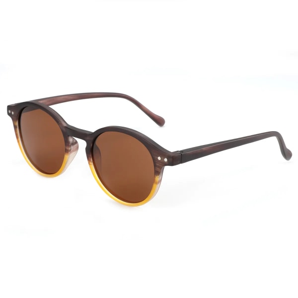 2024 Snygga Runda Retro Klassiska Multi-Style Val UV 400 Polariserad grossistpris Solglasögon för Män och Kvinnor anpassad logotyp C9 BROWN/TEA Polarized HD Shades