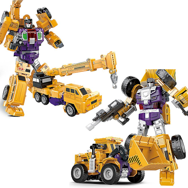 Transformationsrobotleksak 6 i 1 - Teknisk Fordon, Pedagogisk Montering, Deformationsactionfigur, Bil Leksak för Barn (FMY) JJ631F