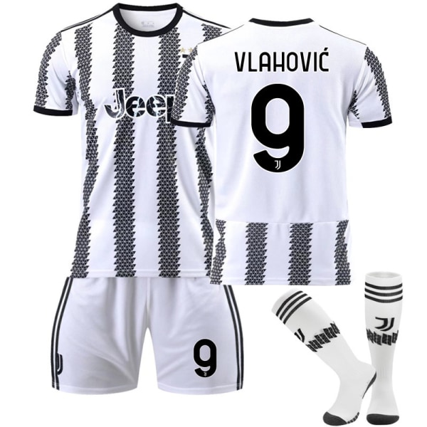 22-23 Ny version Juventus nr. 7 Hovey nr. 10 Pogba 22 Di Maria 10 Dybala fodboldtrøjesæt No. 22 with socks + protective gear #20