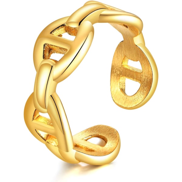 Mode 18K guldpläterad rostfritt stål dubbel Chevron Ring för