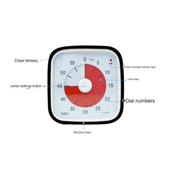 Visuell 60 minutters timer, klasseromsklokke, stille timer for barn og voksne