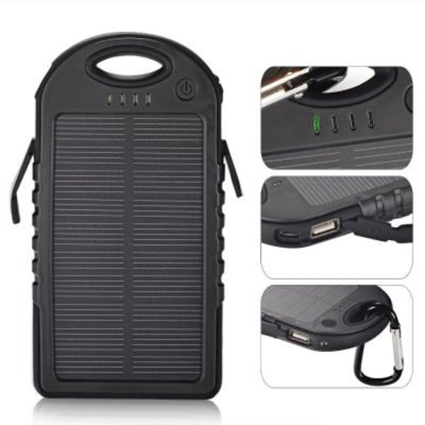 Solcelle Powerbank 5000mah Stødsikker / Snavs Dobbelt USB Port P