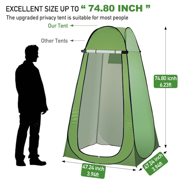 Campingbruser - Pop Up Privacy Shower Tent, Bærbar Campingbrusertelt, Campingtoilet Omkædningsrum Markise med Vindue til Camping og Strand