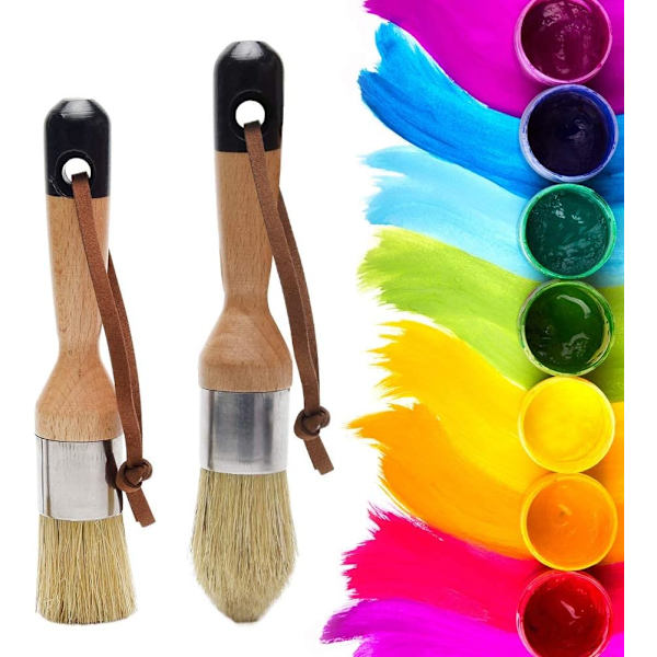 Trä krita och vax borste set 3-pack naturliga borst målning och vaxning verktyg borstar