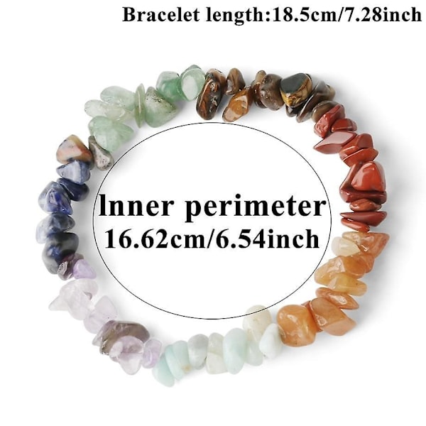 Natursten 7-chakra Chip Beads Healing Crystal Armbånd