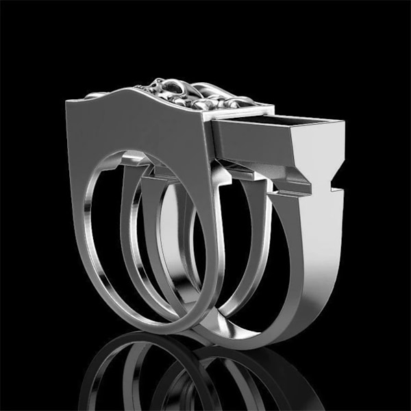 Osynlig fackring Skalle Ring Punk Skalle Set Ring Silver 6