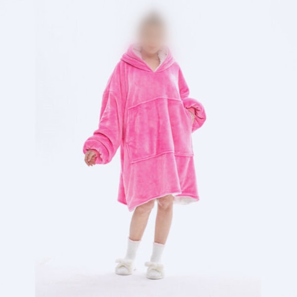 Vuxen Huvtröja Filt Super Mjuk Varm Bärbar Hoodie Robe pink