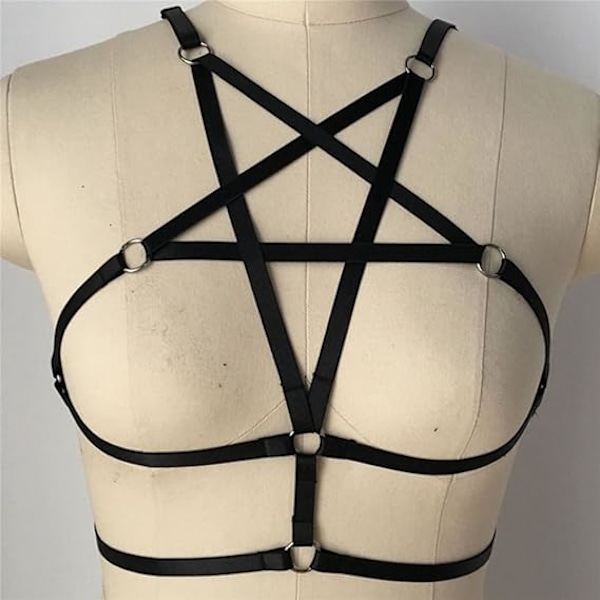 2 stk. Sexet Dame Sele Harness Halter Pentagram Body Harness BH Cage