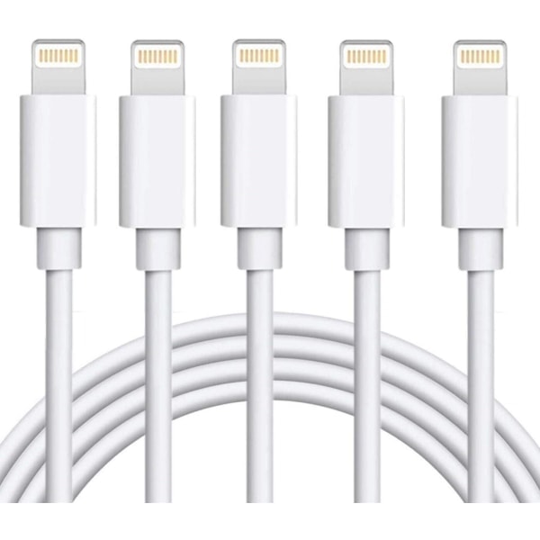 5X Lightning USB -kaapeli Applelle iPhoneen ja iPadiin, 1 m, valkoinen (FQ)
