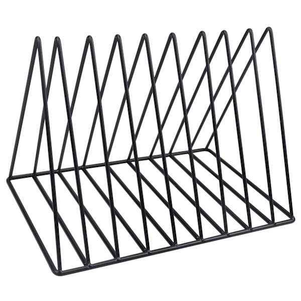 Triangelbord förvaringsställ, 9 fack metallskivhållare ställ, vinylställ fristående, dokumentställ, multifunktionell arrangör bokhylla