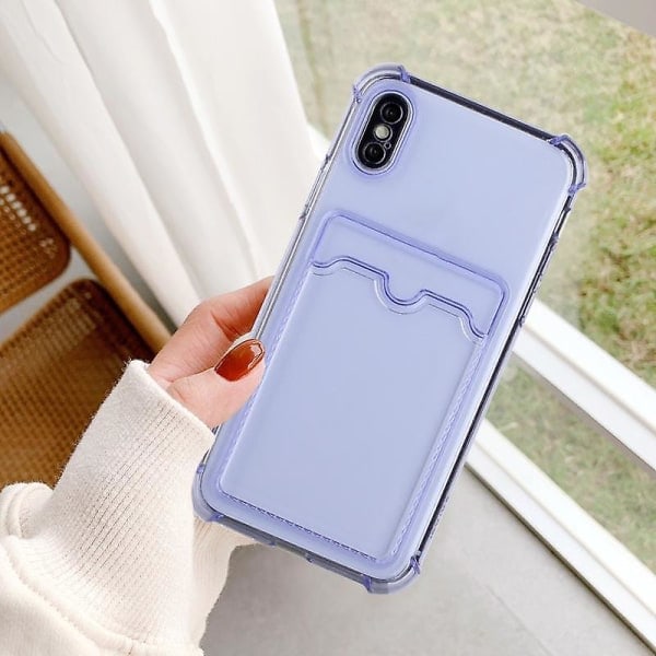Nytt för Iphone X / Xs Tpu Dropproof skyddande fodral med kortplats (lila)