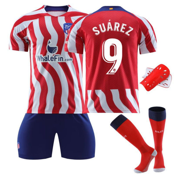 22-23 Atletico Madrid hemmatröja set nr 8 Griezmann med strumpor Correa fotbollströja No. 9 with socks + protective gear #24