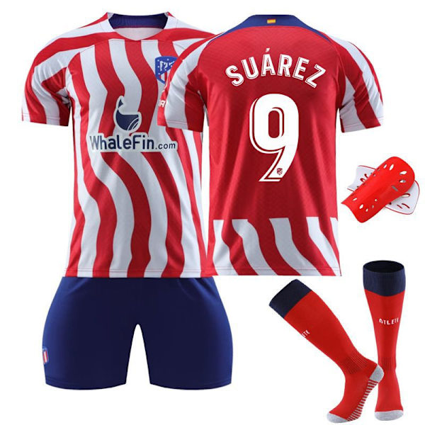 22-23 Atletico Madrid kotipaita No. 8 Griezmann jersey set No. 7 Philips sukat Correa jalkapalloasu No. 9 with socks + protective gear #M