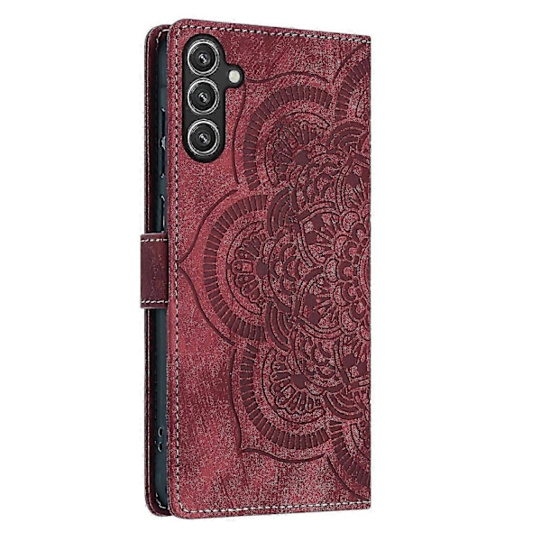 Frosted Læder Etui til Mandala Emed Retro Telefon Rød(FQ) For Samsung Galaxy S24 5G Red