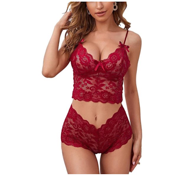 Women's Sexy Underwear Set, Lace Strap Bra and Thong, XL