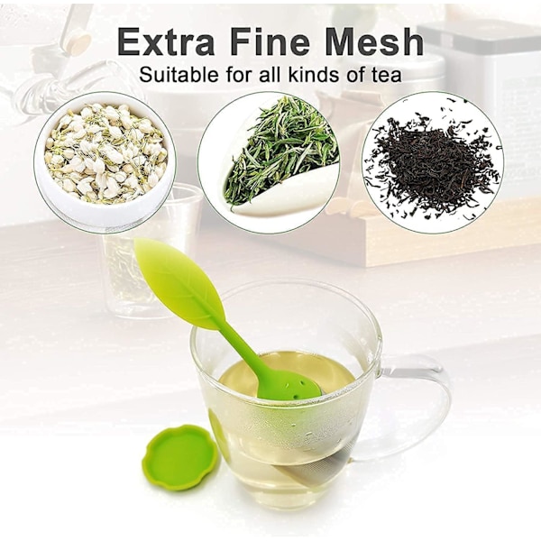 4-pack irtoteelehden suodatinta, silikoninen teensiivilä Mesh irtoteelehden siivilä Silikoni kansi teekuppi suodatin irtoteelle tai yrttitee (4 kpl 01 Leaf Tea Infusers 01 Leaf Tea Infusers