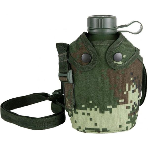 1l Armé Hip Flask Vattenflaska Aluminium Tekanna Militärvattenflaska Camping Vandring Överlevnadspanna med Lock Utomhus