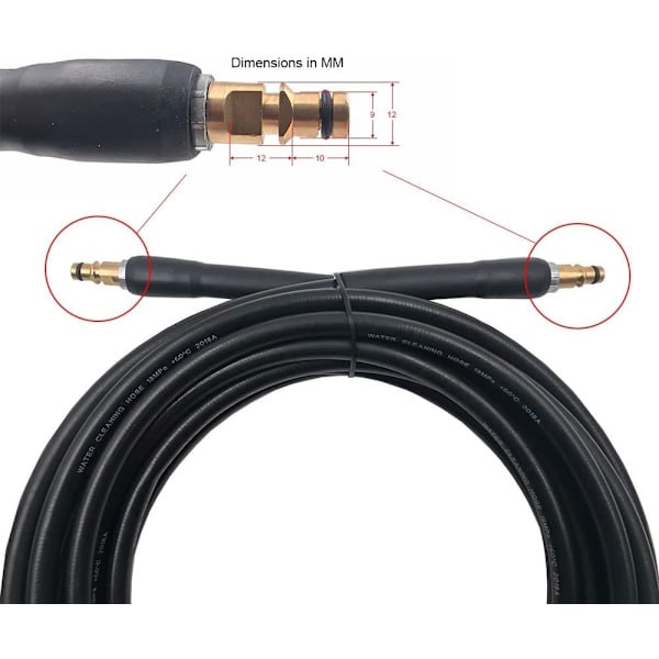 Karcher K2 K3 K4 K5 K6 K7 korkeapainepesuriin tarkoitettu korkeapaineletku, letku, liitin ja pikaliitin (8 m)
