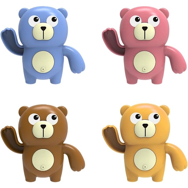 4-pack badleksakssats, uppdragbar badleksak, uppdragbar anka, badleksak, mekanisk simmande haj (björn)