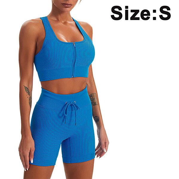 Women's Workout Clothes 2 Piece Zipper Sports Tight Sports Bra Fitness Yoga Shorts Yoga Set Seamless Gym Zipper Bra Yoga High Waist