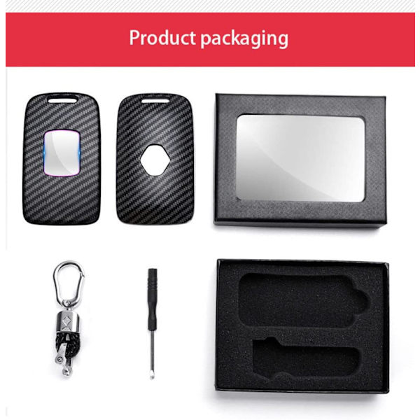Kolfiber nyckelskydd för bil, passar Renault Koleos Kadjar Scenic Megane Sandero Espace Clio Captur Kangoo Laguna Talisman Twingo, svart