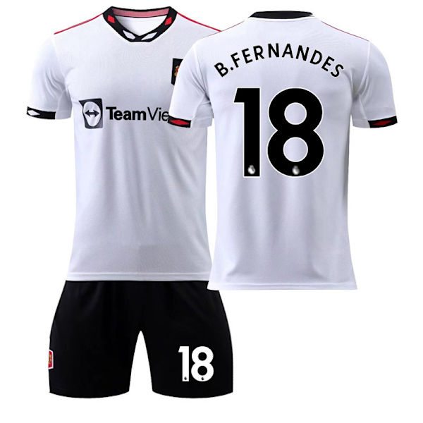 22-23 Red Devils udebanetrøje hvid nr. 7 Ronaldo fodbolduniform 25 Sancho 10 Rashford børnesæt med sokker Man L Away No. 18 No Socks #18