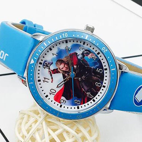 Spider-Man Thor Hulk Kvartsklokke Barn Gutter Superhelt Tegneserie Armbåndsur Gaver Blue