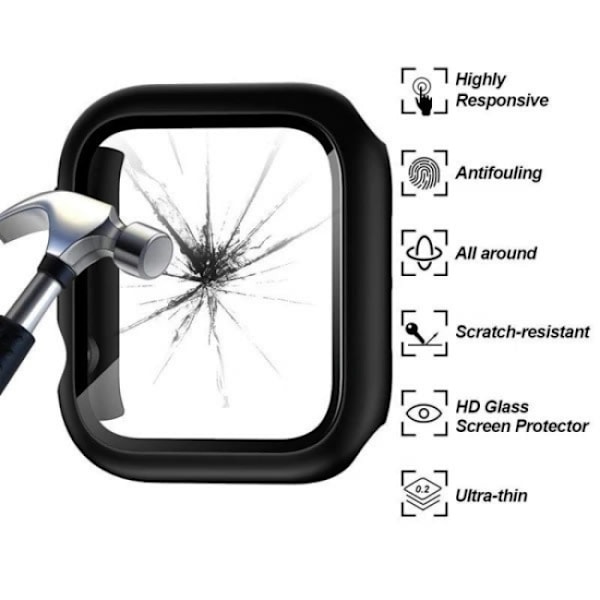 2-pak hærdet glasbeskyttelse Apple Watch 41 mm Sort Sort Bl