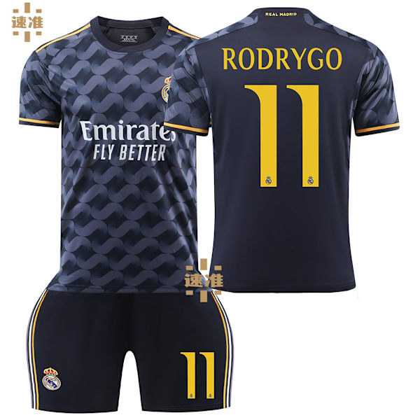 23-24 Real Madrid udebanefodboldtrøje sæt til børn nr. 7 Vinicius 5 Bellingham 10 Modric Real Madrid away number 11 M