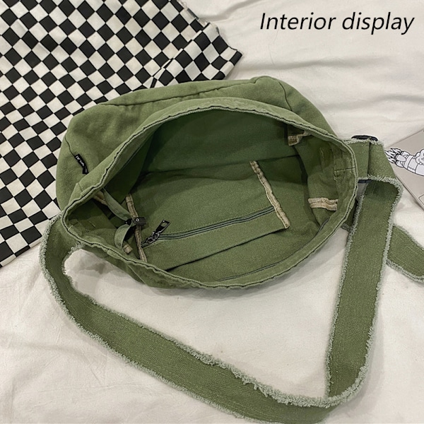 Vaskbar lerretsveske, slitt skuldertaske, enkel budbringerbag green